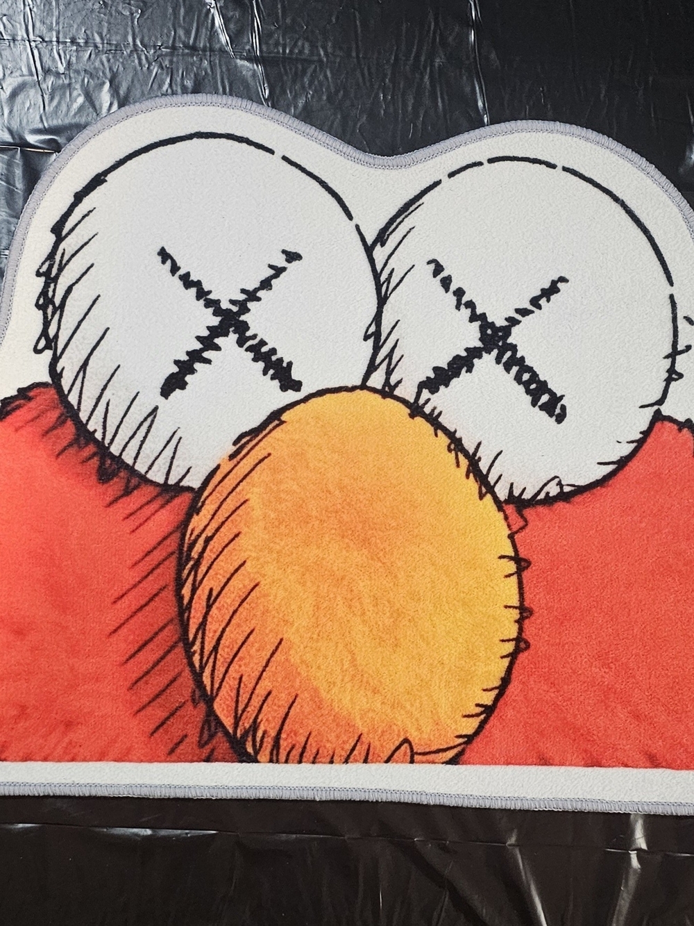 Elmo Kaws Rug with White, Orange and Red Accents